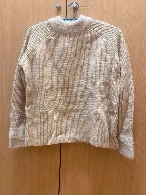 jersey de punto beige con pelo - Sfera Collection (Talla S)